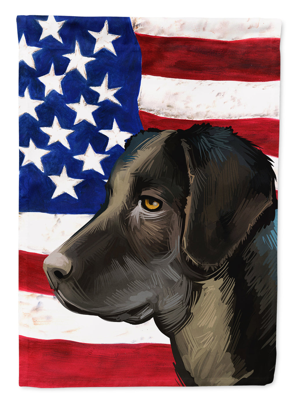 Portuguese Cattle Dog American Flag House Flag 28x40 Porch Sleeve Pole Decorative Outside Yard Banner Artwork Wall Hanging, Polyester