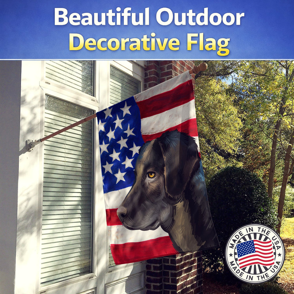 Portuguese Cattle Dog American Flag House Flag 28x40 Porch Sleeve Pole Decorative Outside Yard Banner Artwork Wall Hanging, Polyester
