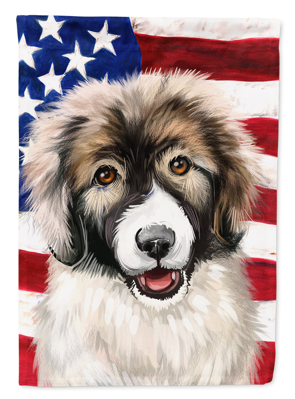 Carpathian Shepherd Dog American Flag House Flag 28x40 Porch Sleeve Pole Decorative Outside Yard Banner Artwork Wall Hanging, Polyester