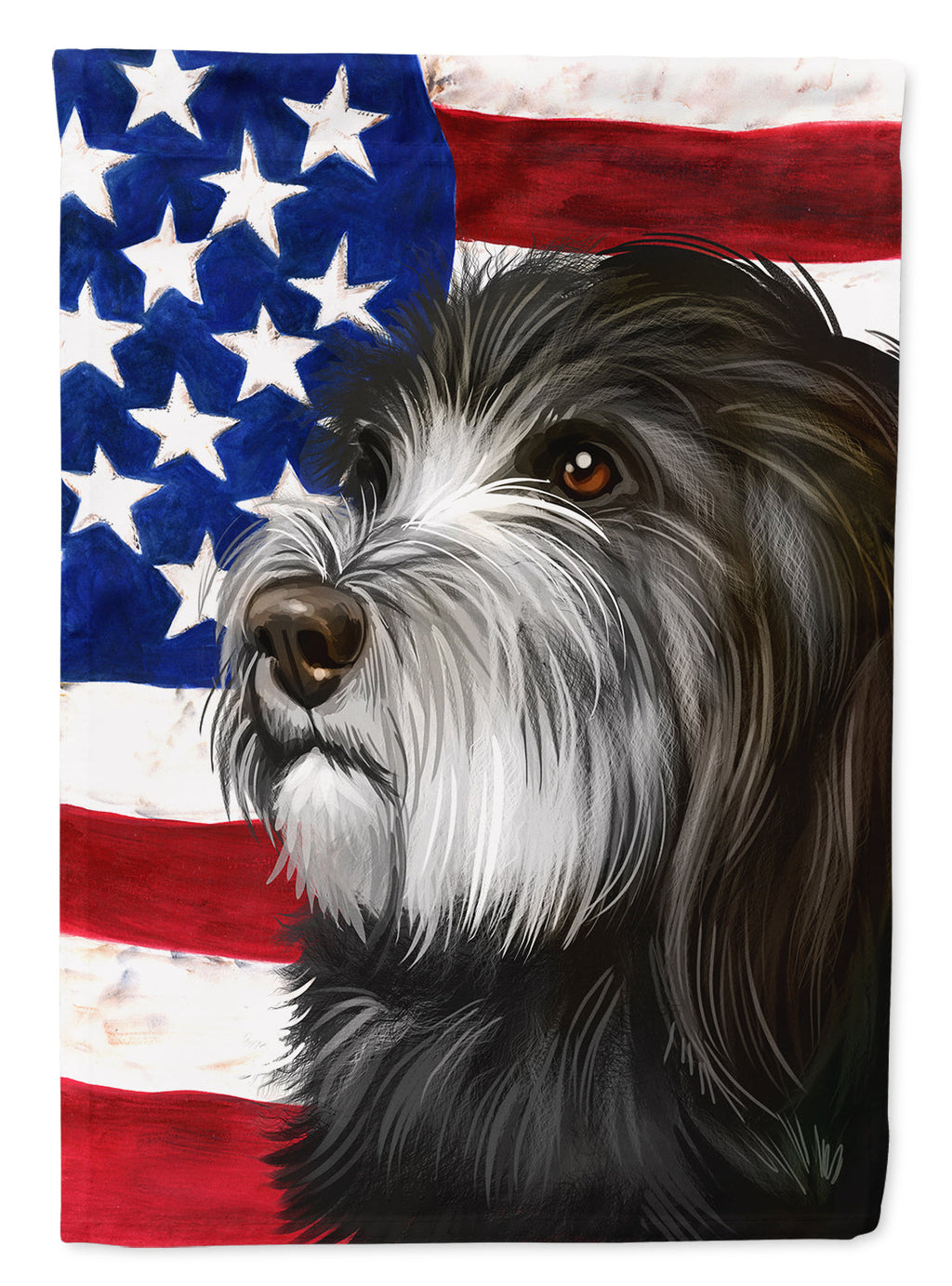 Catalan Sheepdog Dog American Flag House Flag 28x40 Porch Sleeve Pole Decorative Outside Yard Banner Artwork Wall Hanging, Polyester