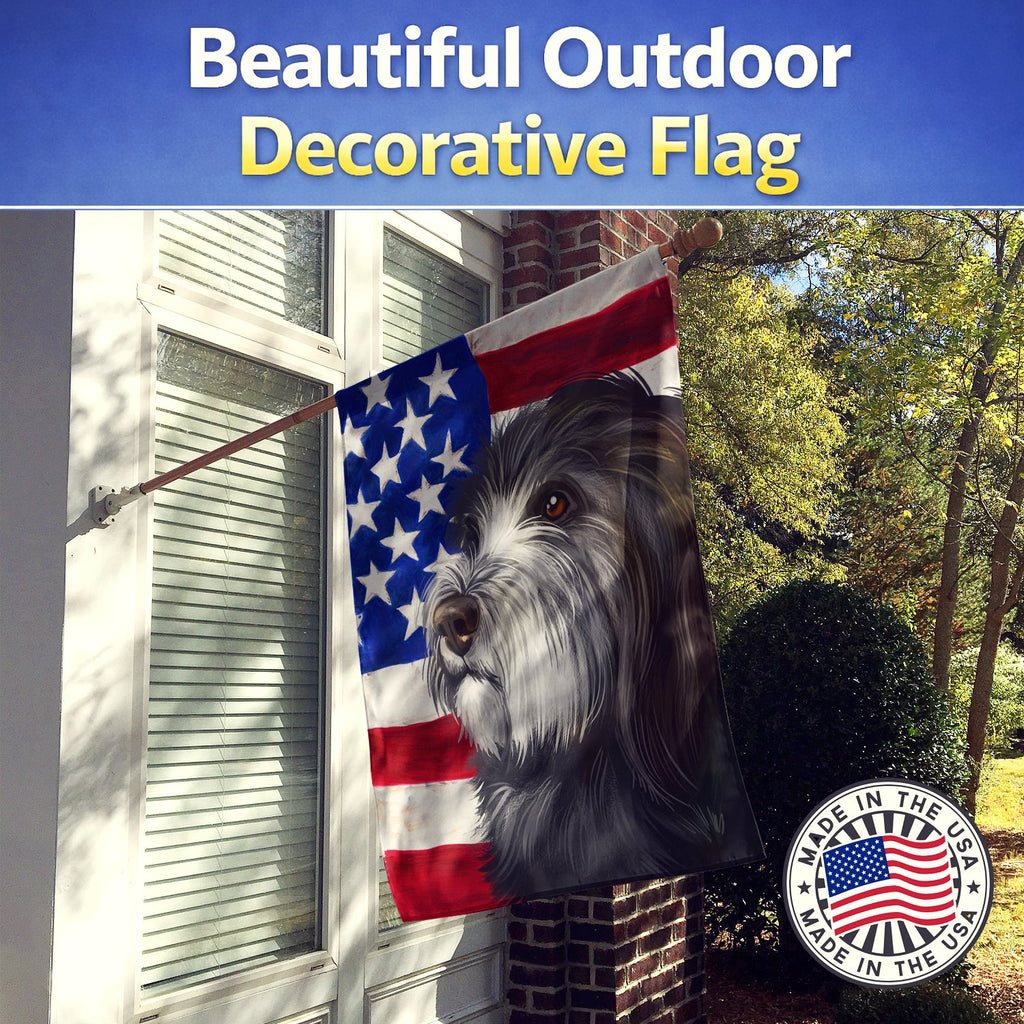 Catalan Sheepdog Dog American Flag House Flag 28x40 Porch Sleeve Pole Decorative Outside Yard Banner Artwork Wall Hanging, Polyester