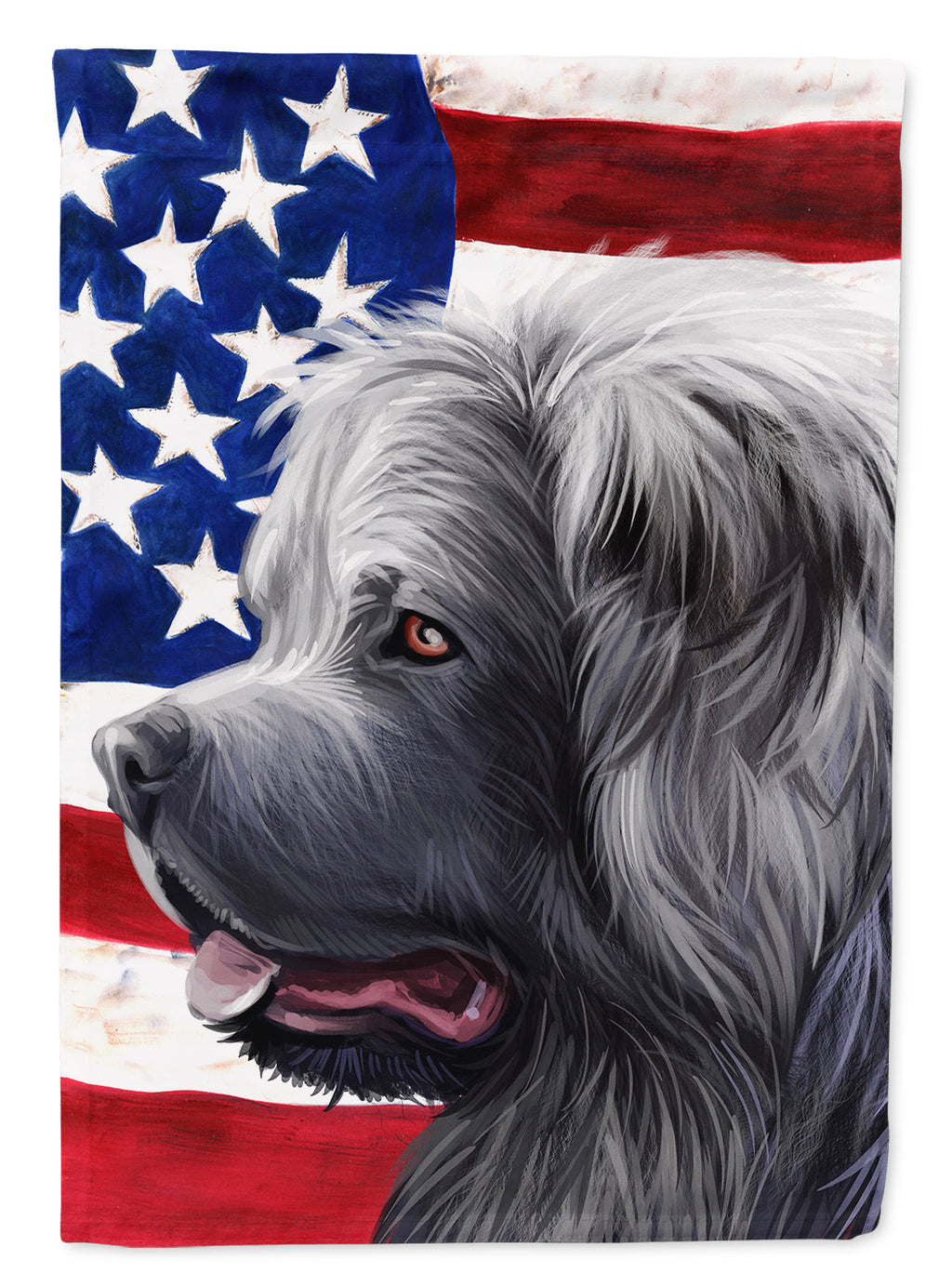 Caucasian Shepherd Dog American Flag House Flag 28x40 Porch Sleeve Pole Decorative Outside Yard Banner Artwork Wall Hanging, Polyester
