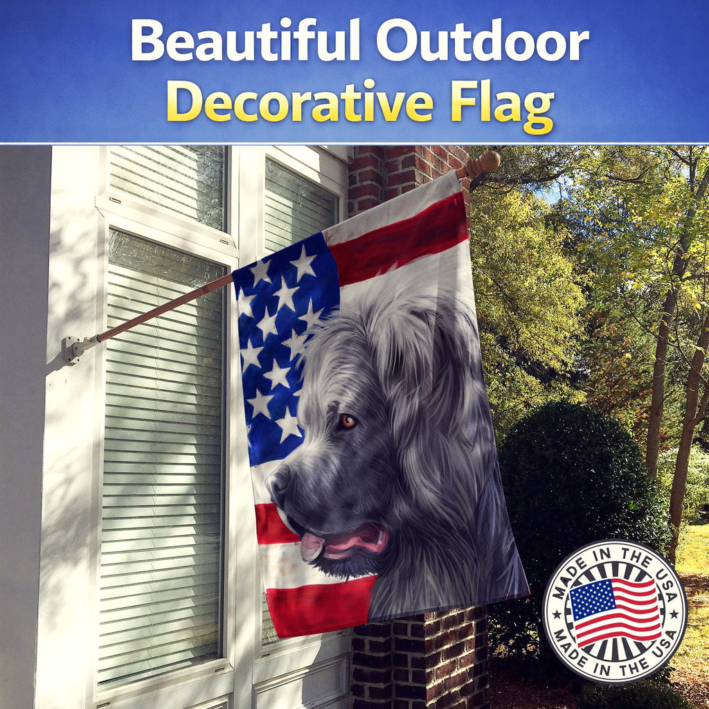 Caucasian Shepherd Dog American Flag House Flag 28x40 Porch Sleeve Pole Decorative Outside Yard Banner Artwork Wall Hanging, Polyester
