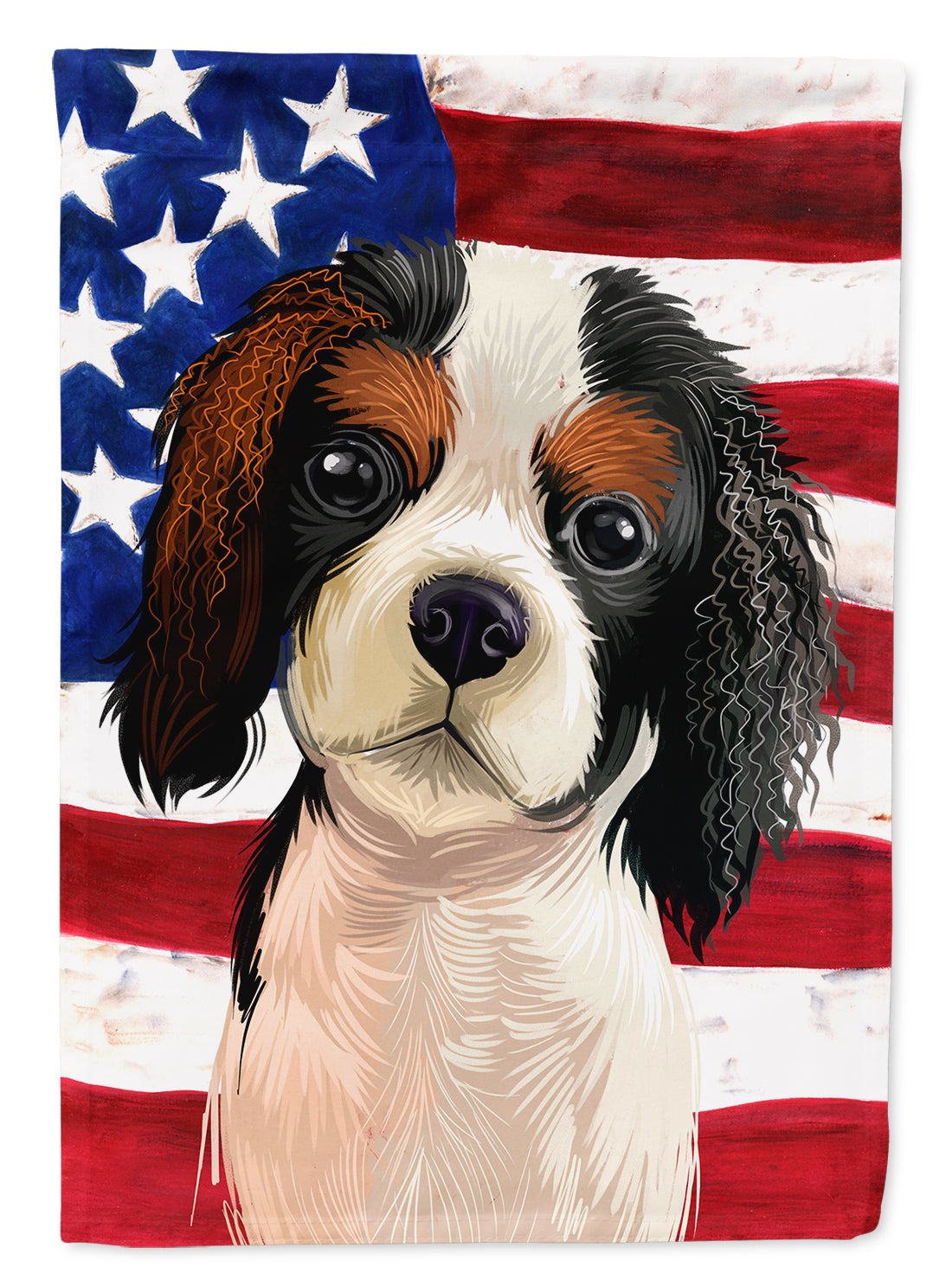 Cavalier Spaniel American Flag House Flag 28x40 Porch Sleeve Pole Decorative Outside Yard Banner Artwork Wall Hanging, Polyester