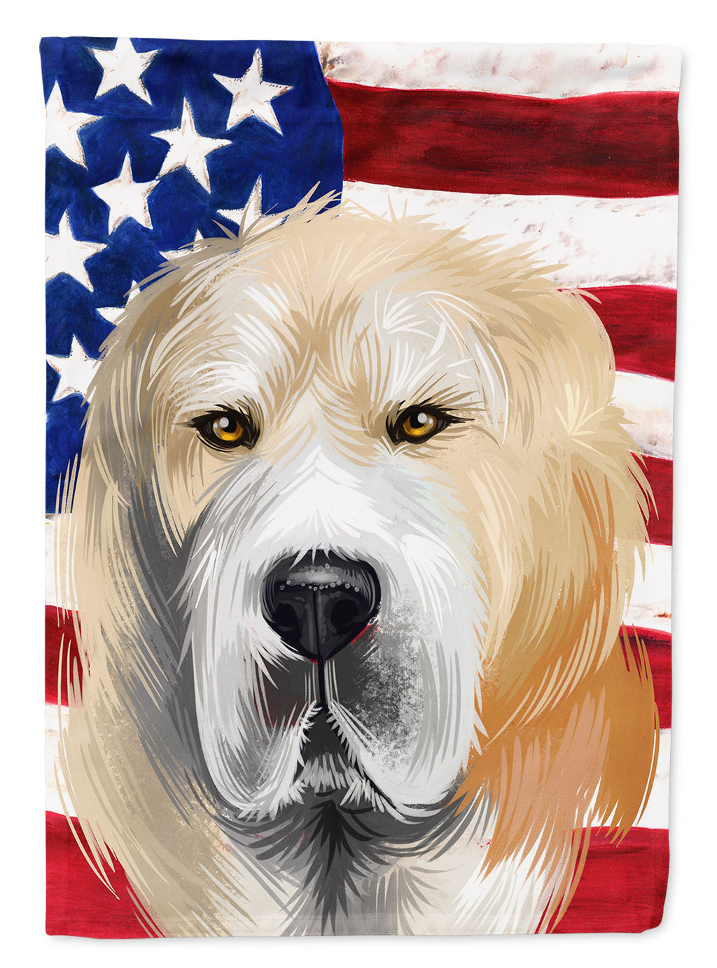 Central Asian Shepherd Dog American Flag House Flag 28x40 Porch Sleeve Pole Decorative Outside Yard Banner Artwork Wall Hanging, Polyester