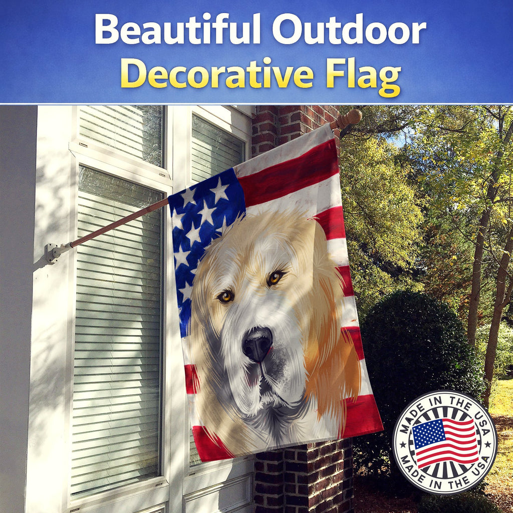 Central Asian Shepherd Dog American Flag House Flag 28x40 Porch Sleeve Pole Decorative Outside Yard Banner Artwork Wall Hanging, Polyester