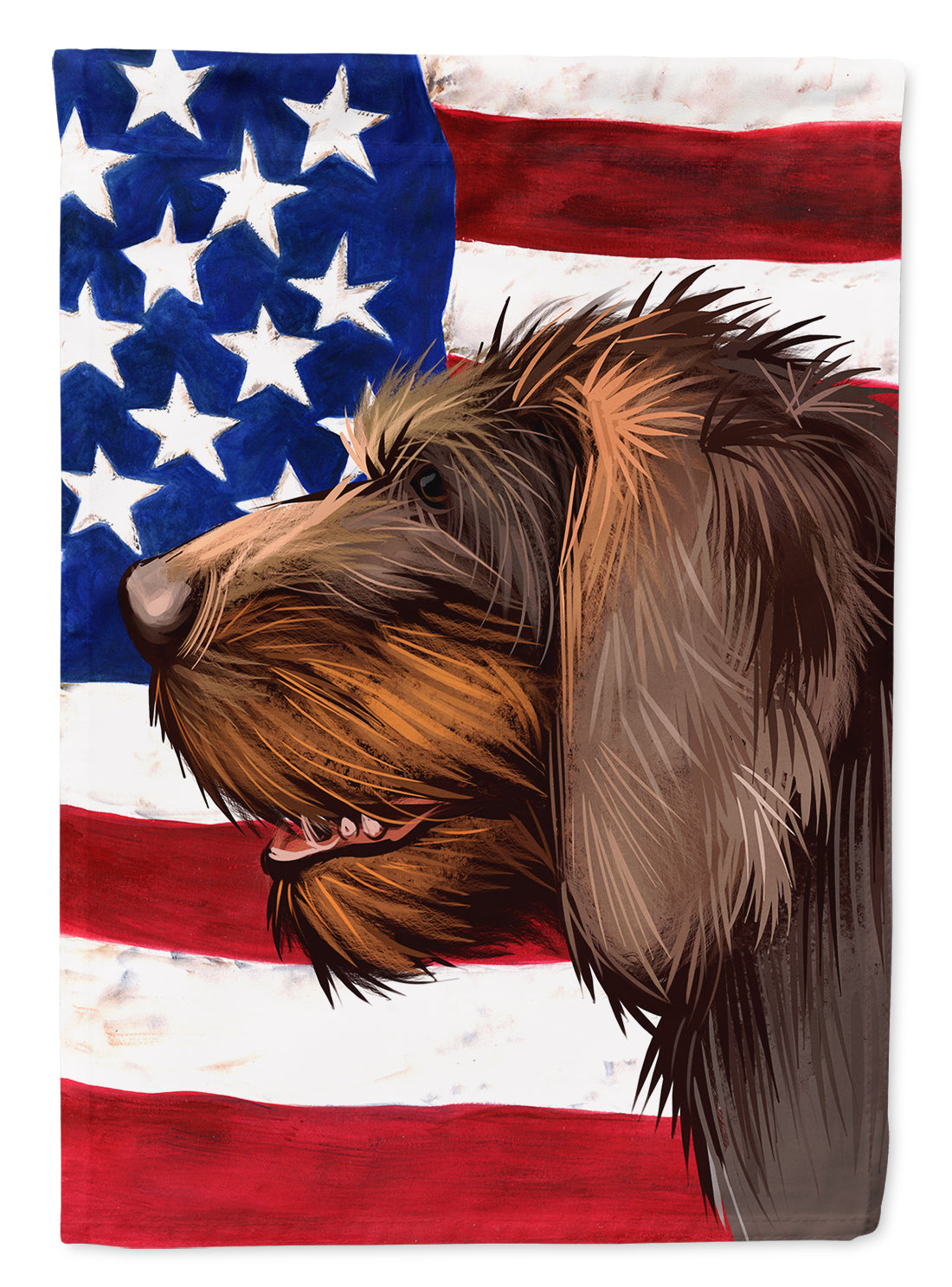 Cesky Fousek Dog American Flag House Flag 28x40 Porch Sleeve Pole Decorative Outside Yard Banner Artwork Wall Hanging, Polyester