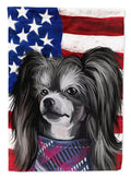 Chinese Crested Dog American Flag House Flag 28x40 Porch Sleeve Pole Decorative Outside Yard Banner Artwork Wall Hanging, Polyester