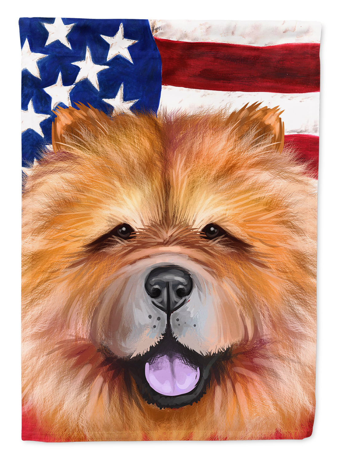 Chow Chow Dog American Flag House Flag 28x40 Porch Sleeve Pole Decorative Outside Yard Banner Artwork Wall Hanging, Polyester