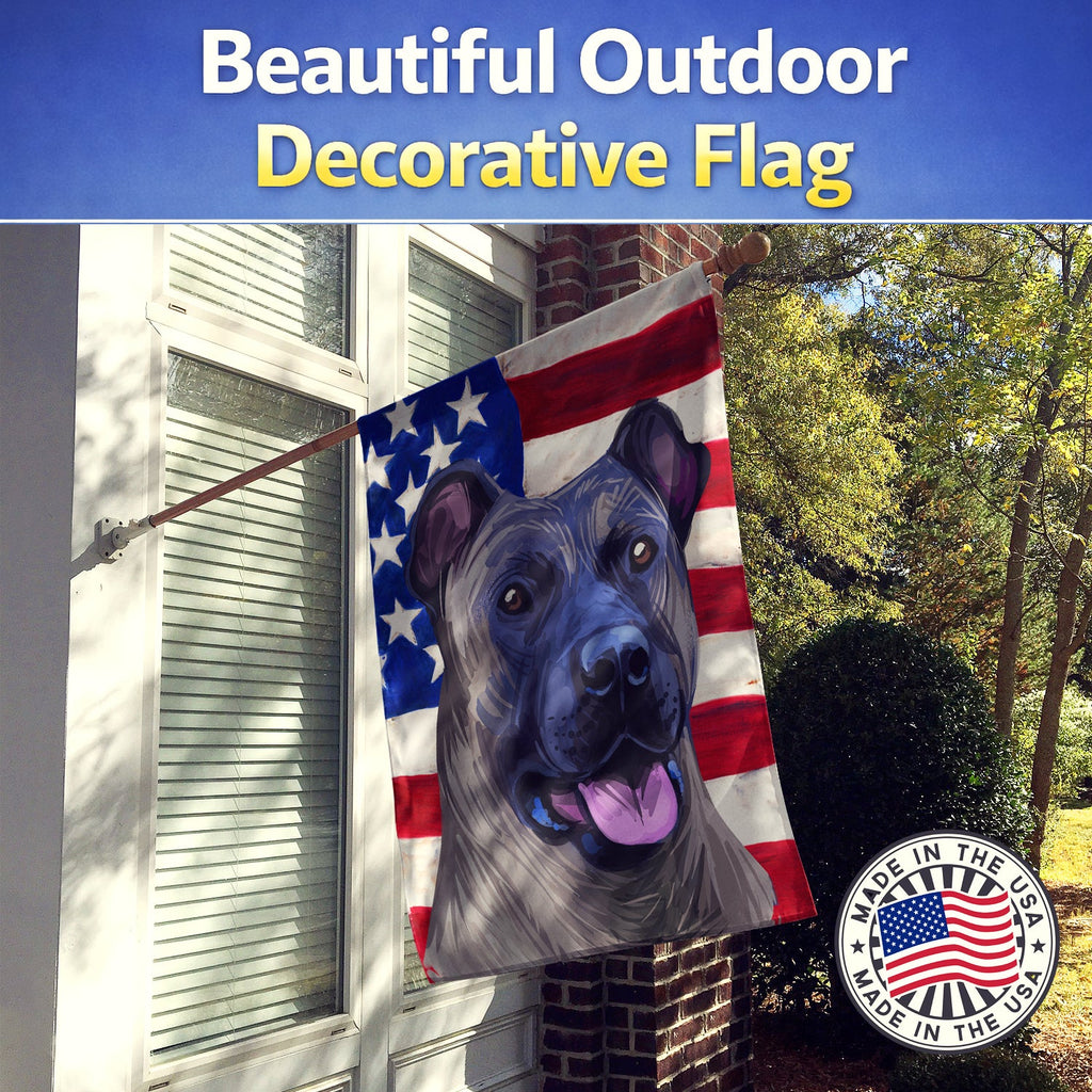 Cimarron Dog American Flag House Flag 28x40 Porch Sleeve Pole Decorative Outside Yard Banner Artwork Wall Hanging, Polyester