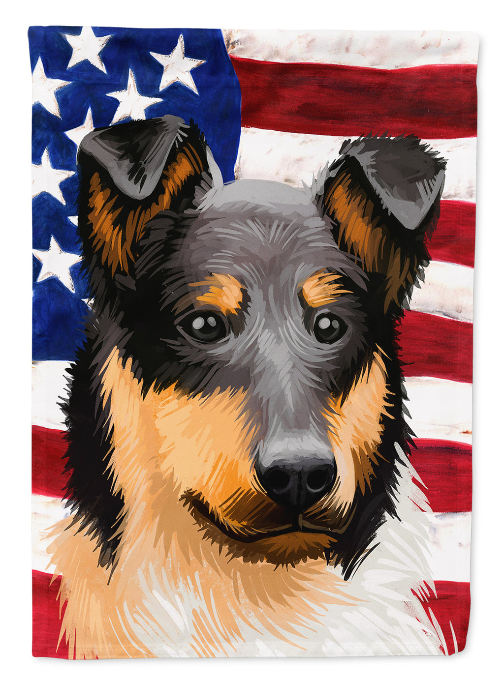 Collie Rough Dog American Flag House Flag 28x40 Porch Sleeve Pole Decorative Outside Yard Banner Artwork Wall Hanging, Polyester