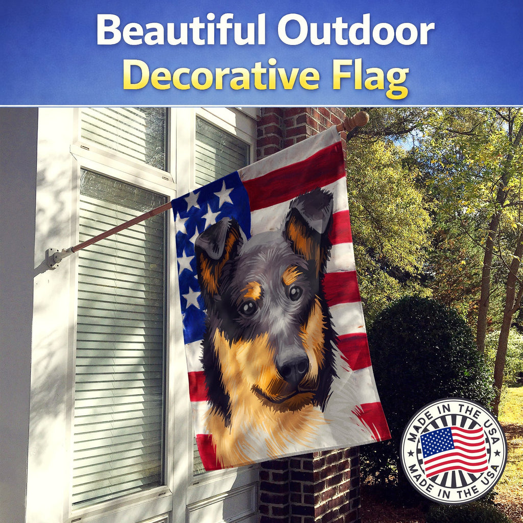Collie Rough Dog American Flag House Flag 28x40 Porch Sleeve Pole Decorative Outside Yard Banner Artwork Wall Hanging, Polyester