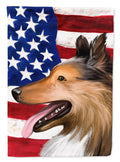 Collie Smooth Dog American Flag House Flag 28x40 Porch Sleeve Pole Decorative Outside Yard Banner Artwork Wall Hanging, Polyester
