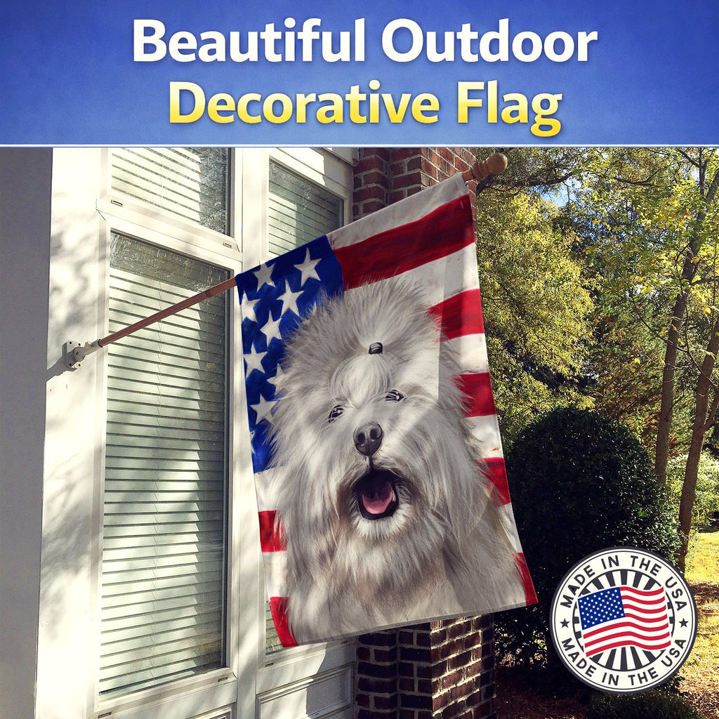 Coton de Tulear Dog American Flag House Flag 28x40 Porch Sleeve Pole Decorative Outside Yard Banner Artwork Wall Hanging, Polyester