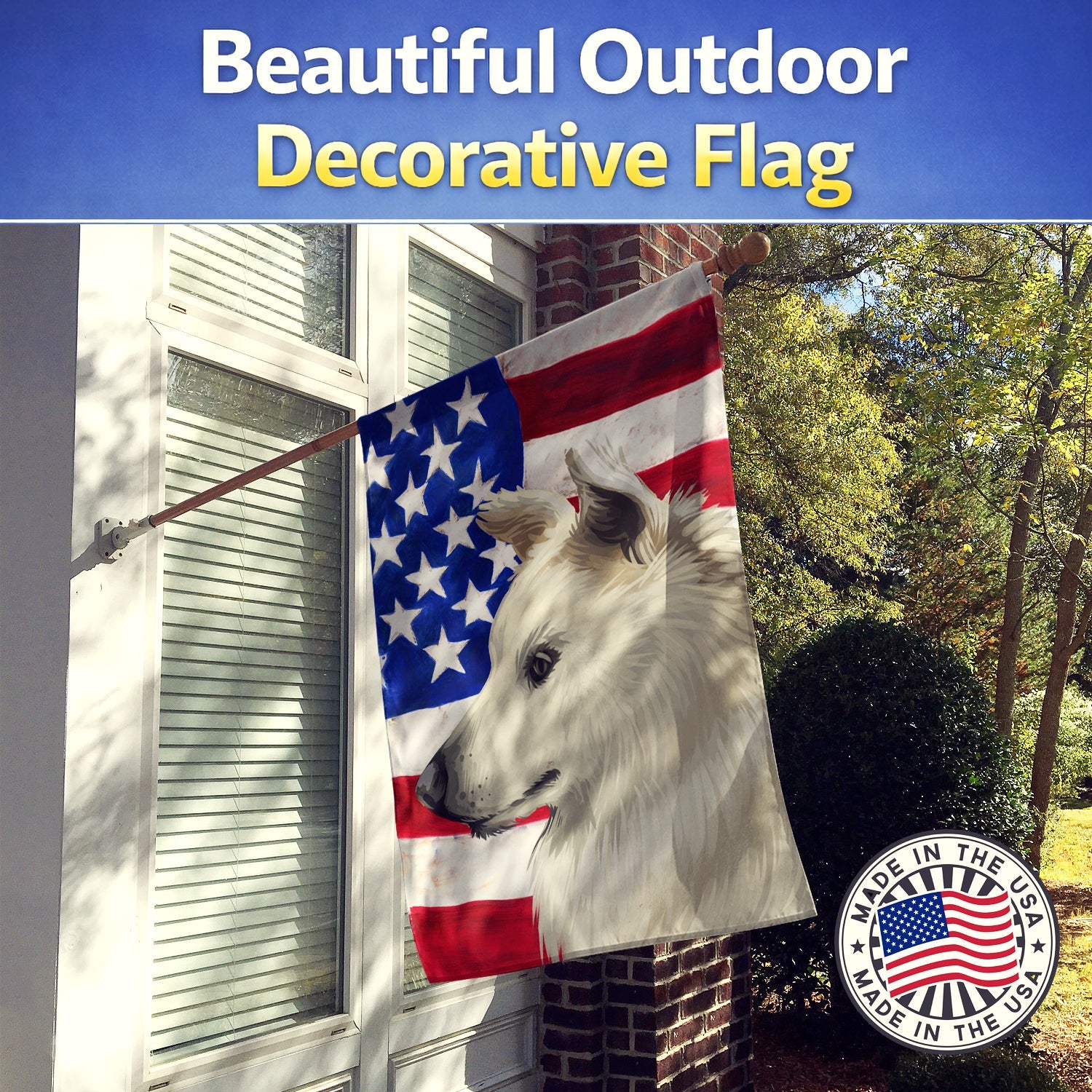 Cretan Hound Dog American Flag House Flag 28x40 Porch Sleeve Pole Decorative Outside Yard Banner Artwork Wall Hanging, Polyester