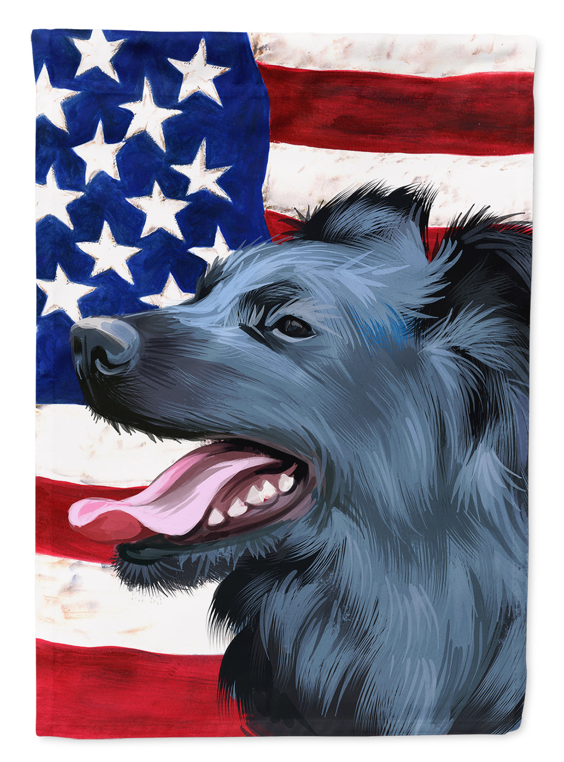 Croatian Sheepdog Dog American Flag House Flag 28x40 Porch Sleeve Pole Decorative Outside Yard Banner Artwork Wall Hanging, Polyester