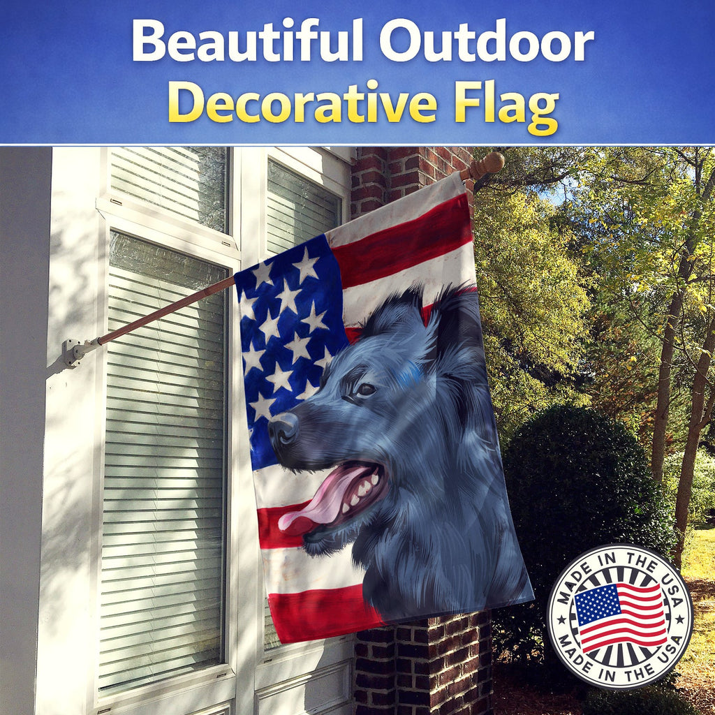 Croatian Sheepdog Dog American Flag House Flag 28x40 Porch Sleeve Pole Decorative Outside Yard Banner Artwork Wall Hanging, Polyester