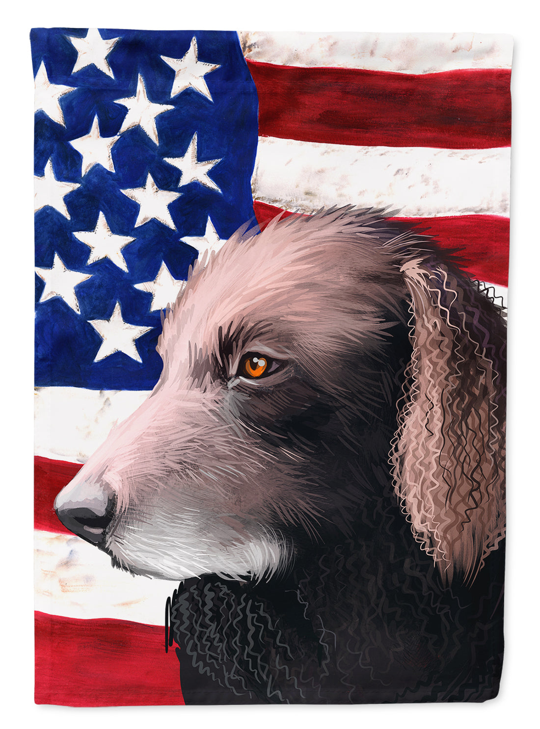 Curly-Coated Retriever American Flag House Flag 28x40 Porch Sleeve Pole Decorative Outside Yard Banner Artwork Wall Hanging, Polyester