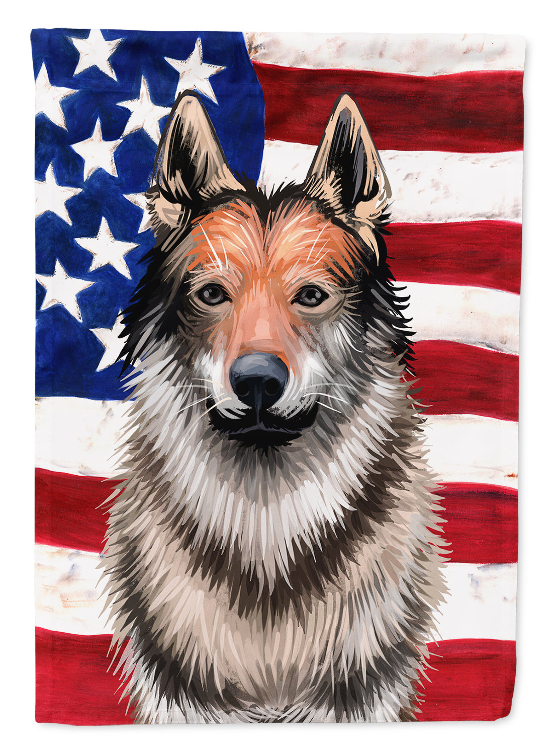 Czechoslovakian Wolfdog American Flag House Flag 28x40 Porch Sleeve Pole Decorative Outside Yard Banner Artwork Wall Hanging, Polyester
