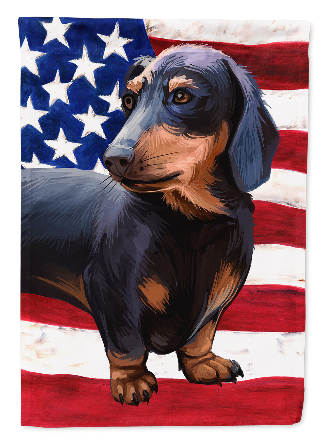 Dachshund Dog American Flag House Flag 28x40 Porch Sleeve Pole Decorative Outside Yard Banner Artwork Wall Hanging, Polyester