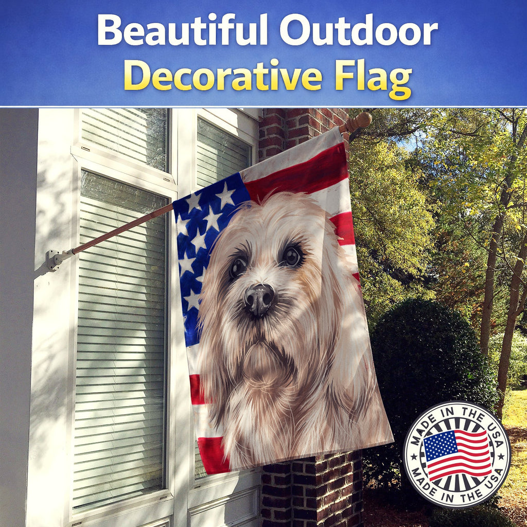 Dandie Dinmont Terrier American Flag House Flag 28x40 Porch Sleeve Pole Decorative Outside Yard Banner Artwork Wall Hanging, Polyester