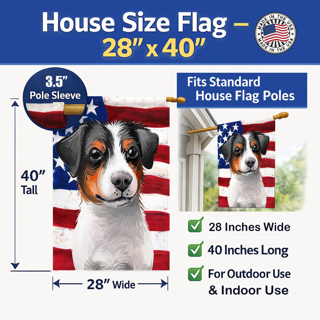 Danish-Swedish Farmdog American Flag House Flag 28x40 Porch Sleeve Pole Decorative Outside Yard Banner Artwork Wall Hanging, Polyester