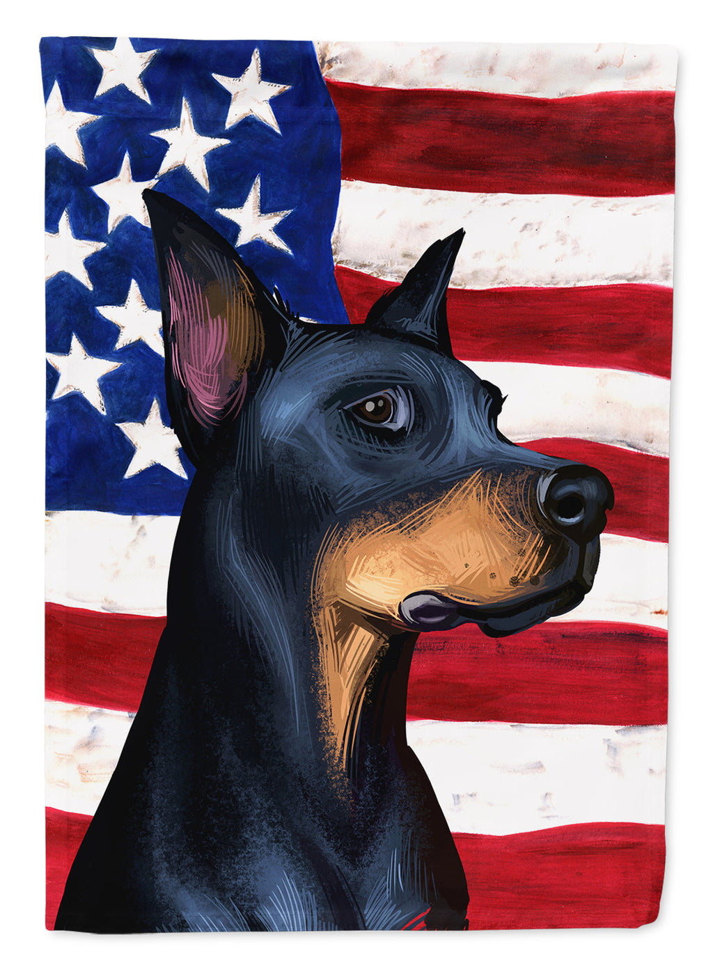 Doberman Pinscher Dog American Flag House Flag 28x40 Porch Sleeve Pole Decorative Outside Yard Banner Artwork Wall Hanging, Polyester