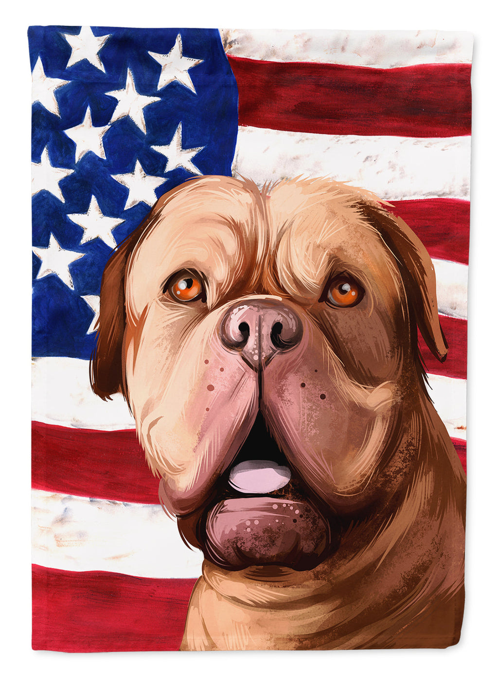 Dogue de Bordeaux Dog American Flag House Flag 28x40 Porch Sleeve Pole Decorative Outside Yard Banner Artwork Wall Hanging, Polyester