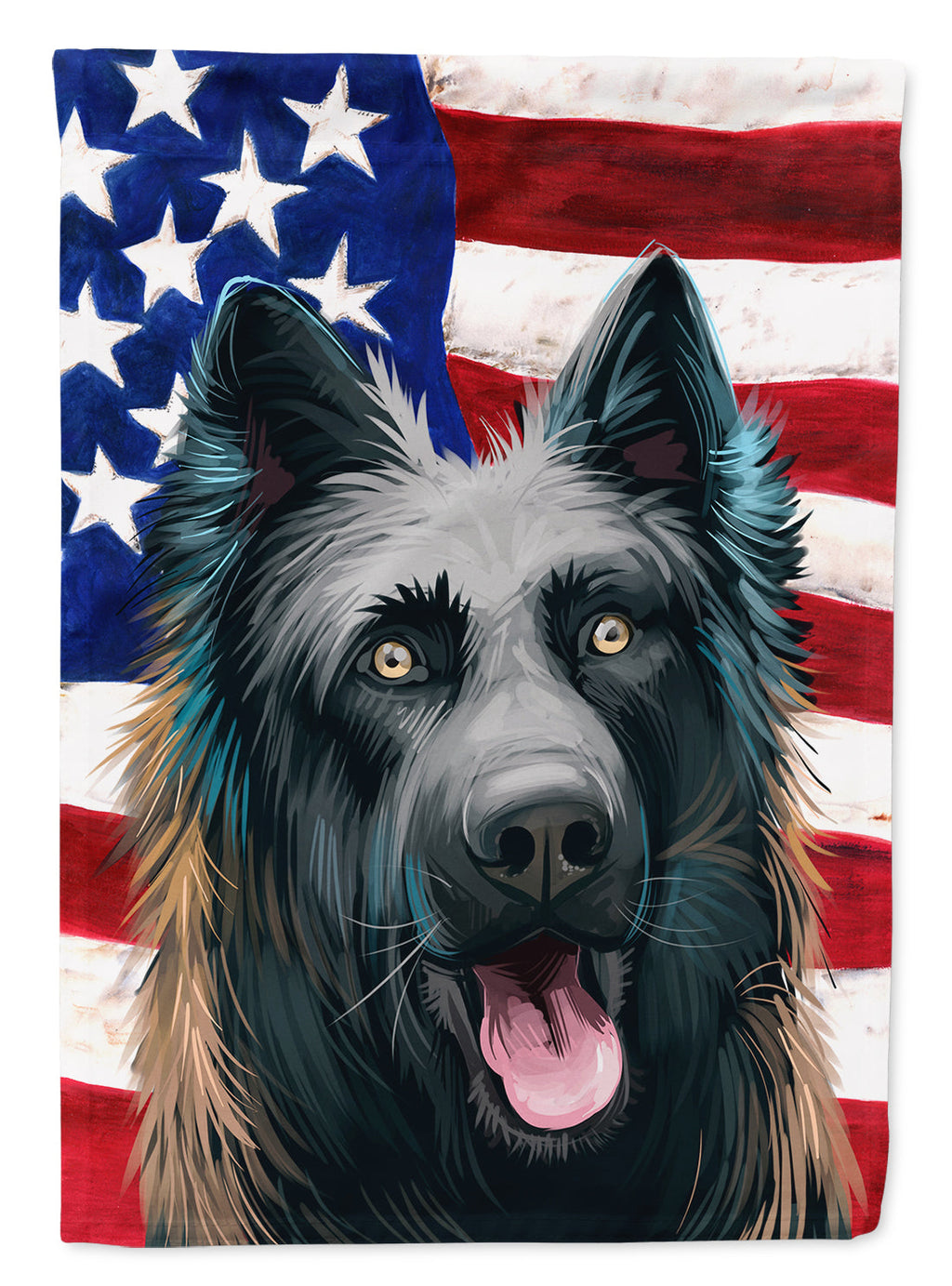 Dutch Shepherd Dog American Flag House Flag 28x40 Porch Sleeve Pole Decorative Outside Yard Banner Artwork Wall Hanging, Polyester