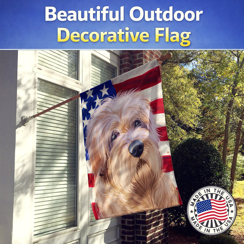 Dutch Smoushond Dog American Flag House Flag 28x40 Porch Sleeve Pole Decorative Outside Yard Banner Artwork Wall Hanging, Polyester
