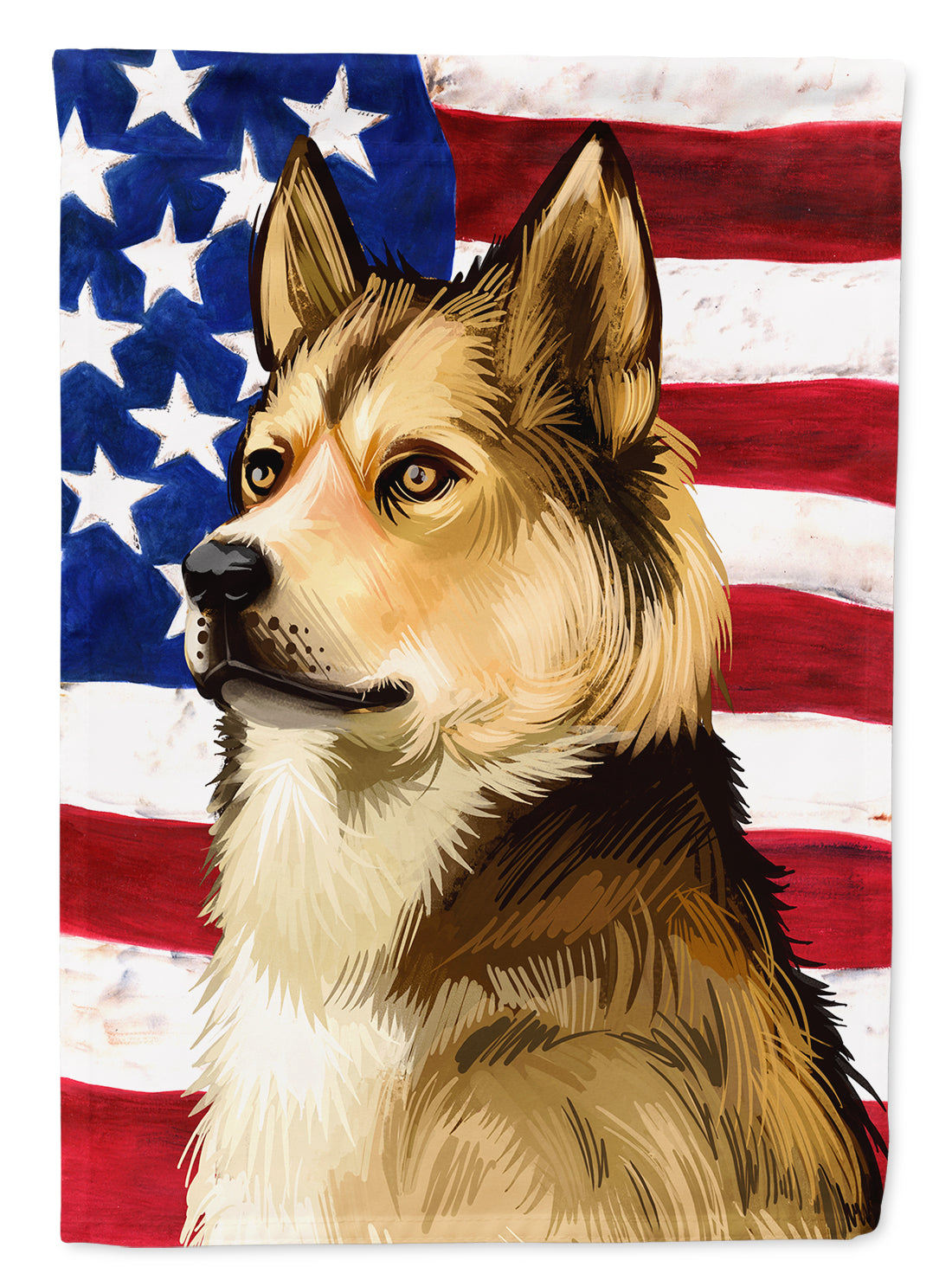 East Siberian Laika Dog American Flag House Flag 28x40 Porch Sleeve Pole Decorative Outside Yard Banner Artwork Wall Hanging, Polyester