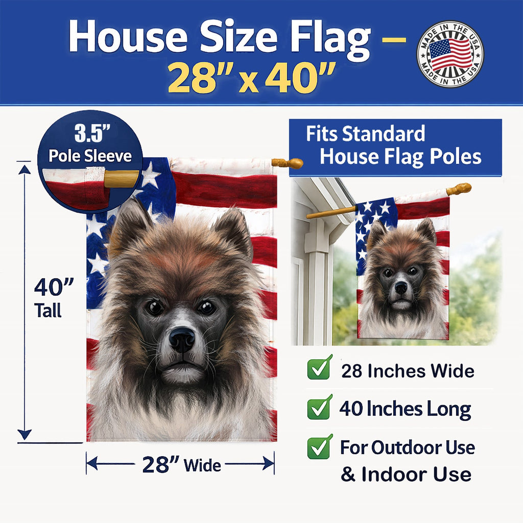 Elo Dog American Flag House Flag 28x40 Porch Sleeve Pole Decorative Outside Yard Banner Artwork Wall Hanging, Polyester