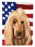 English Cocker Spaniel American Flag House Flag 28x40 Porch Sleeve Pole Decorative Outside Yard Banner Artwork Wall Hanging, Polyester