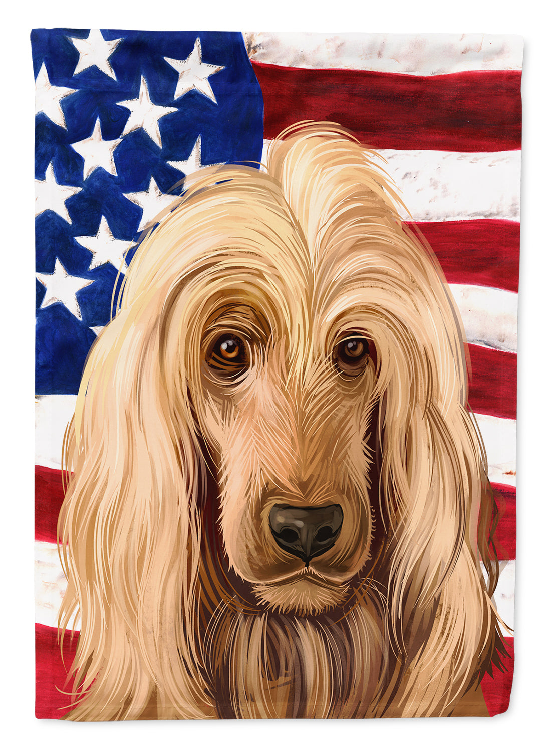 English Cocker Spaniel American Flag House Flag 28x40 Porch Sleeve Pole Decorative Outside Yard Banner Artwork Wall Hanging, Polyester