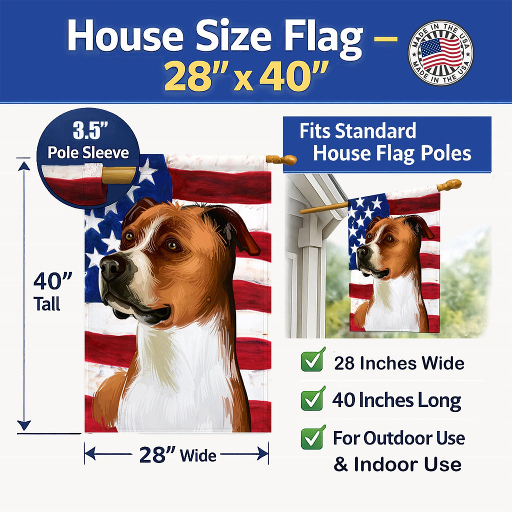 English Foxhound Dog American Flag House Flag 28x40 Porch Sleeve Pole Decorative Outside Yard Banner Artwork Wall Hanging, Polyester