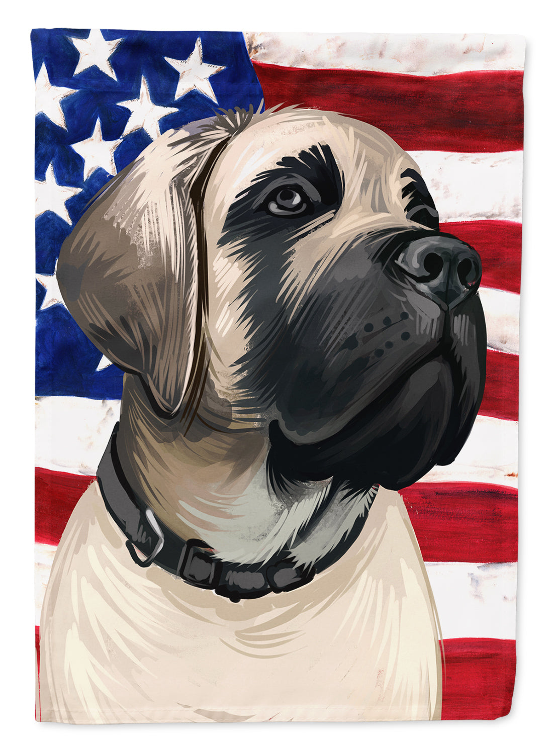 English Mastiff Dog American Flag House Flag 28x40 Porch Sleeve Pole Decorative Outside Yard Banner Artwork Wall Hanging, Polyester