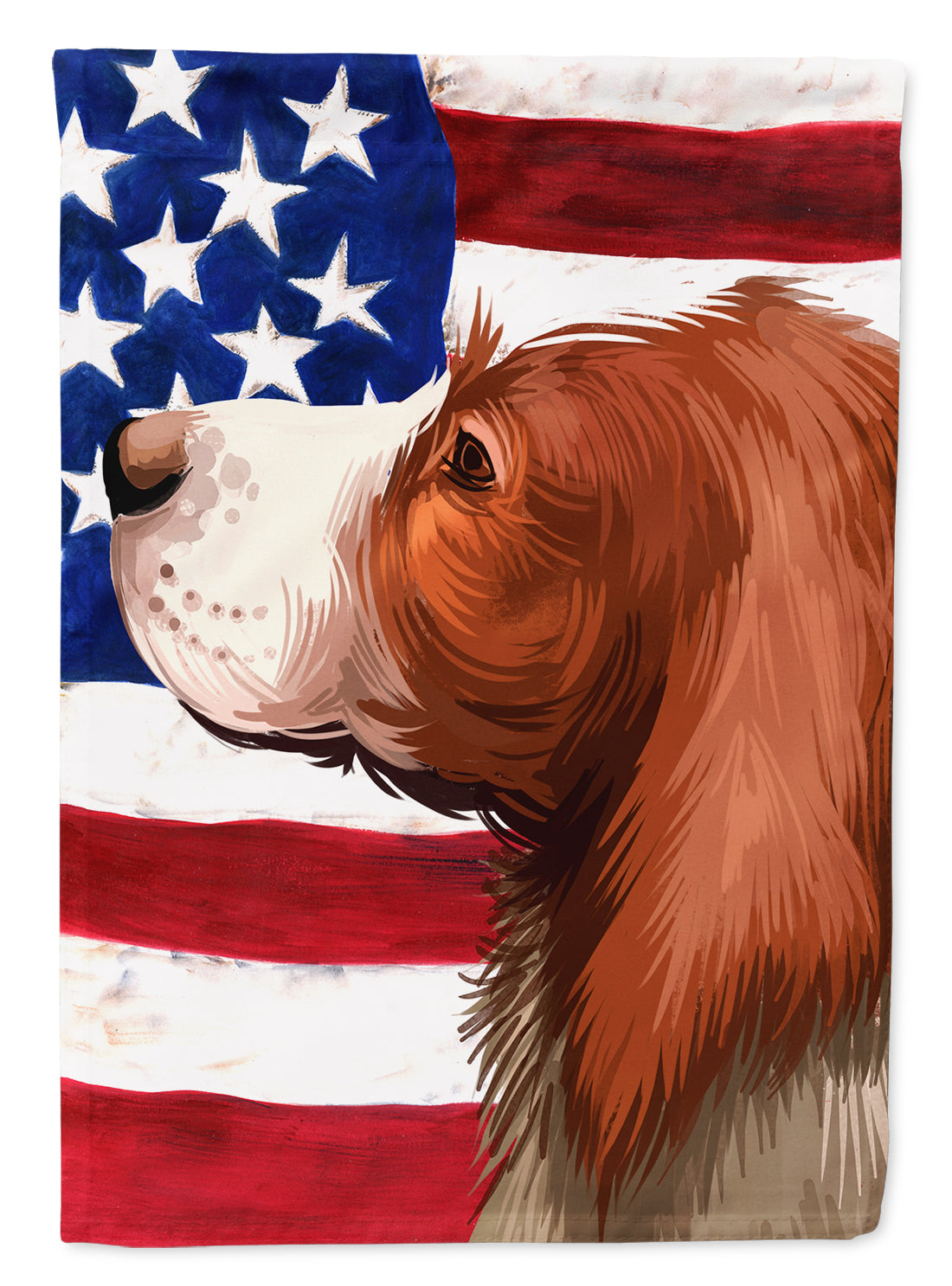 English Setter Dog American Flag House Flag 28x40 Porch Sleeve Pole Decorative Outside Yard Banner Artwork Wall Hanging, Polyester