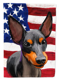 English Toy Terrier American Flag House Flag 28x40 Porch Sleeve Pole Decorative Outside Yard Banner Artwork Wall Hanging, Polyester