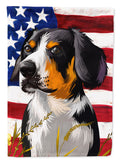 Entlebucher Mountain Dog American Flag House Flag 28x40 Porch Sleeve Pole Decorative Outside Yard Banner Artwork Wall Hanging, Polyester