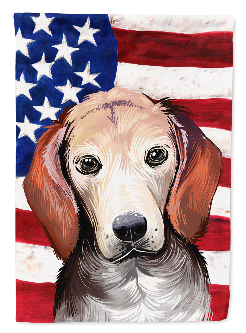 Estonian Hound Dog American Flag House Flag 28x40 Porch Sleeve Pole Decorative Outside Yard Banner Artwork Wall Hanging, Polyester