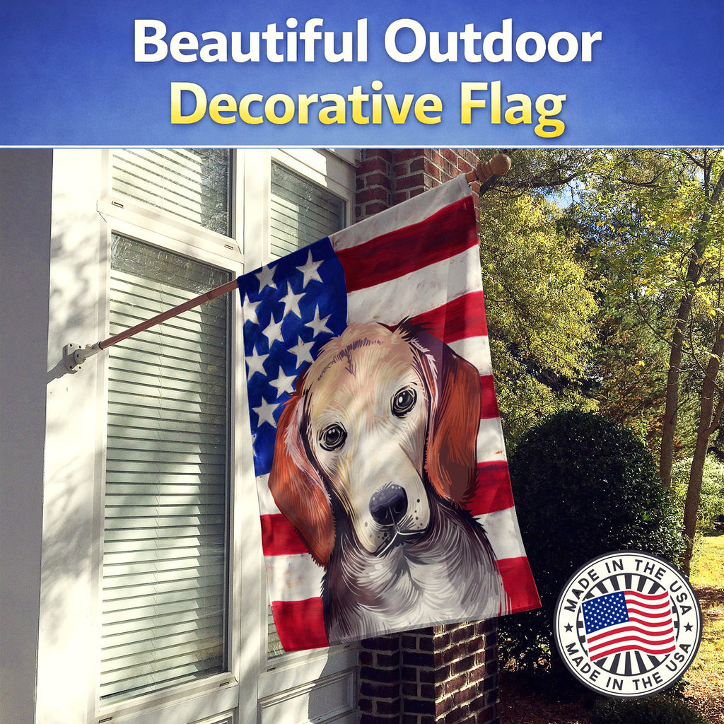 Estonian Hound Dog American Flag House Flag 28x40 Porch Sleeve Pole Decorative Outside Yard Banner Artwork Wall Hanging, Polyester