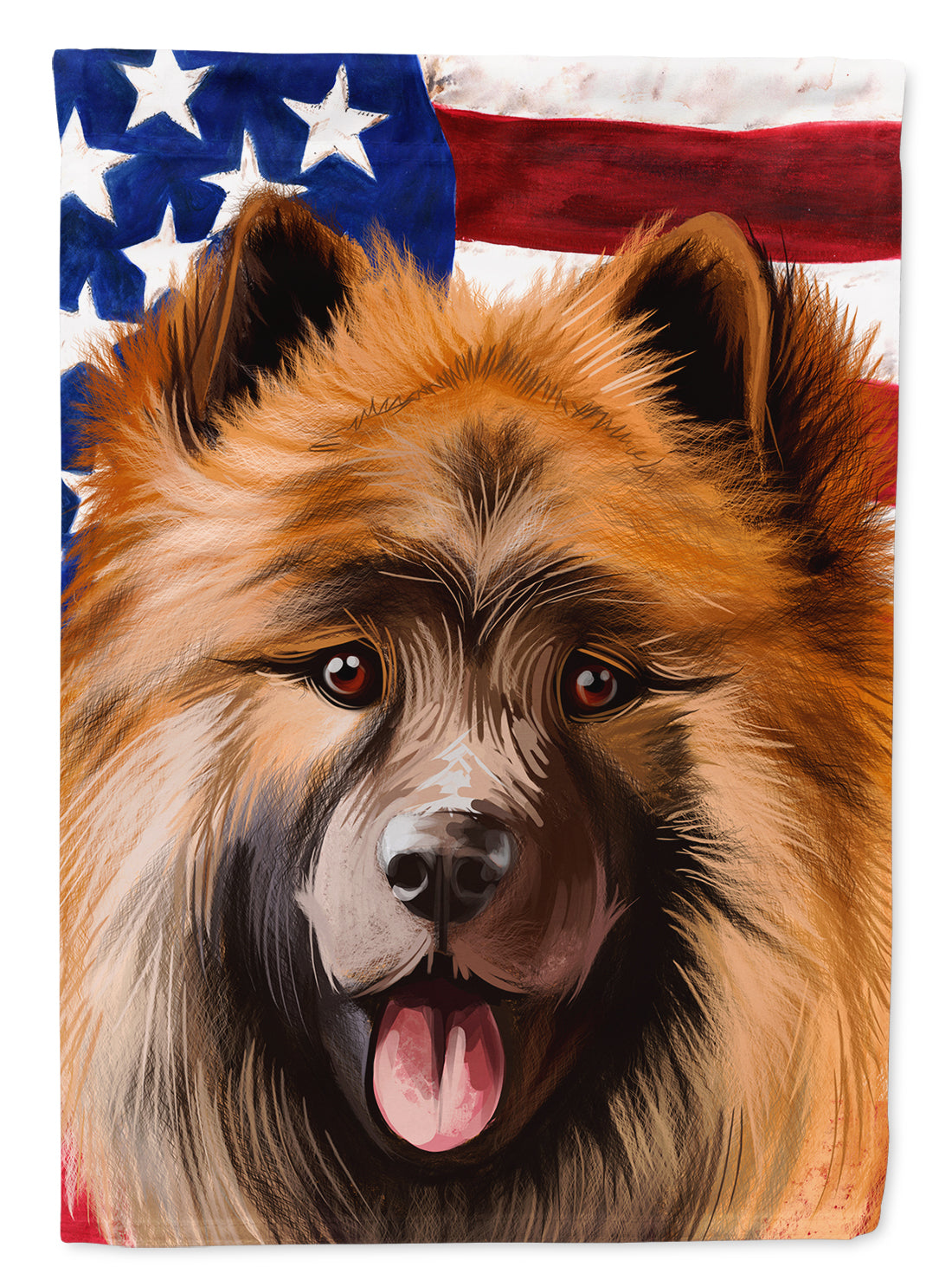 Eurasier Dog American Flag House Flag 28x40 Porch Sleeve Pole Decorative Outside Yard Banner Artwork Wall Hanging, Polyester