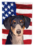 Eurohound Dog American Flag House Flag 28x40 Porch Sleeve Pole Decorative Outside Yard Banner Artwork Wall Hanging, Polyester