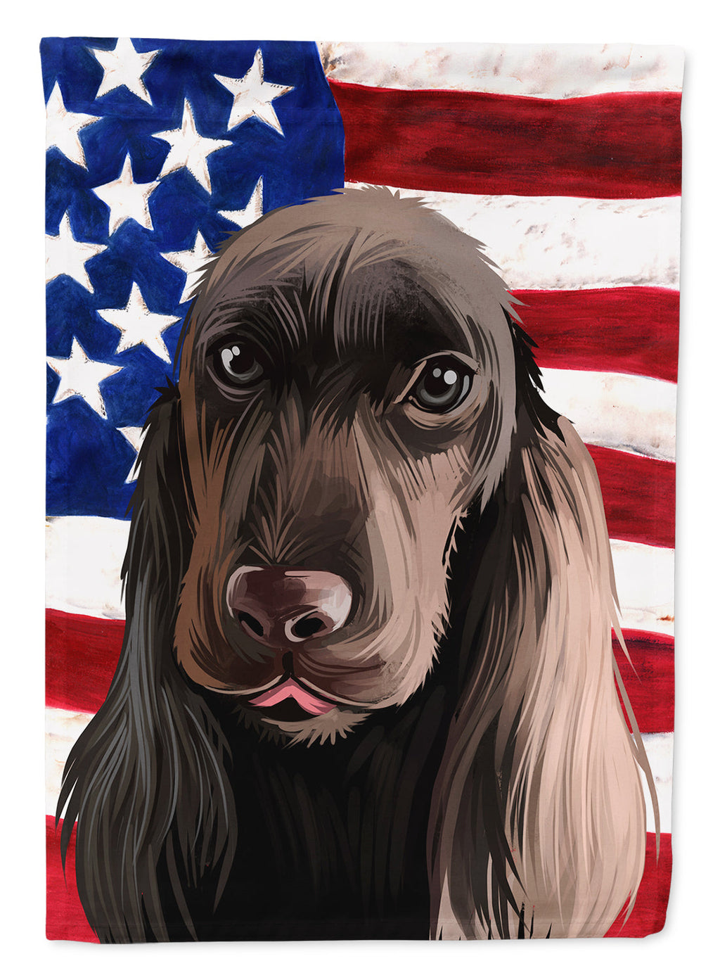 Field Spaniel Dog American Flag House Flag 28x40 Porch Sleeve Pole Decorative Outside Yard Banner Artwork Wall Hanging, Polyester