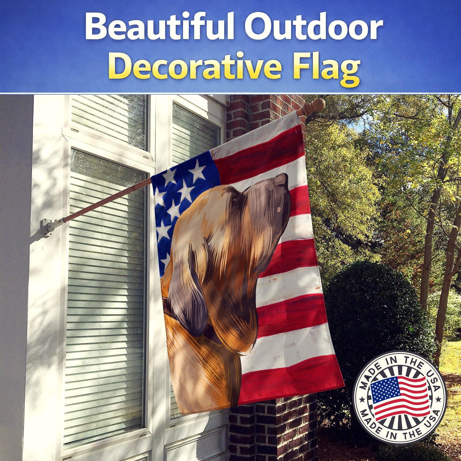 Fila Brasileiro Dog American Flag House Flag 28x40 Porch Sleeve Pole Decorative Outside Yard Banner Artwork Wall Hanging, Polyester