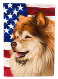 Finnish Lapphund Dog American Flag House Flag 28x40 Porch Sleeve Pole Decorative Outside Yard Banner Artwork Wall Hanging, Polyester
