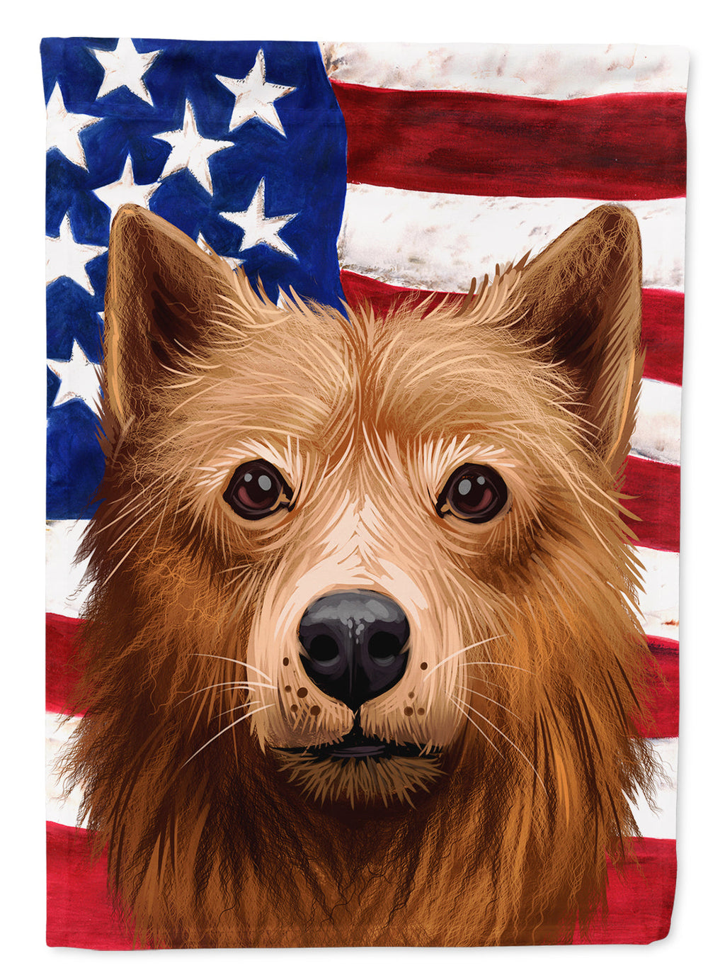 Finnish Spitz Dog American Flag House Flag 28x40 Porch Sleeve Pole Decorative Outside Yard Banner Artwork Wall Hanging, Polyester