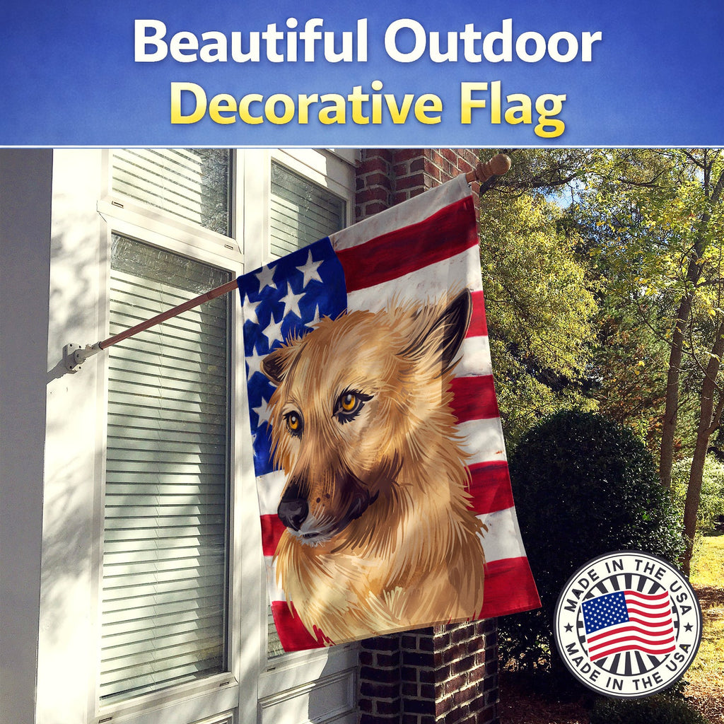 Garafian Shepherd Dog American Flag House Flag 28x40 Porch Sleeve Pole Decorative Outside Yard Banner Artwork Wall Hanging, Polyester