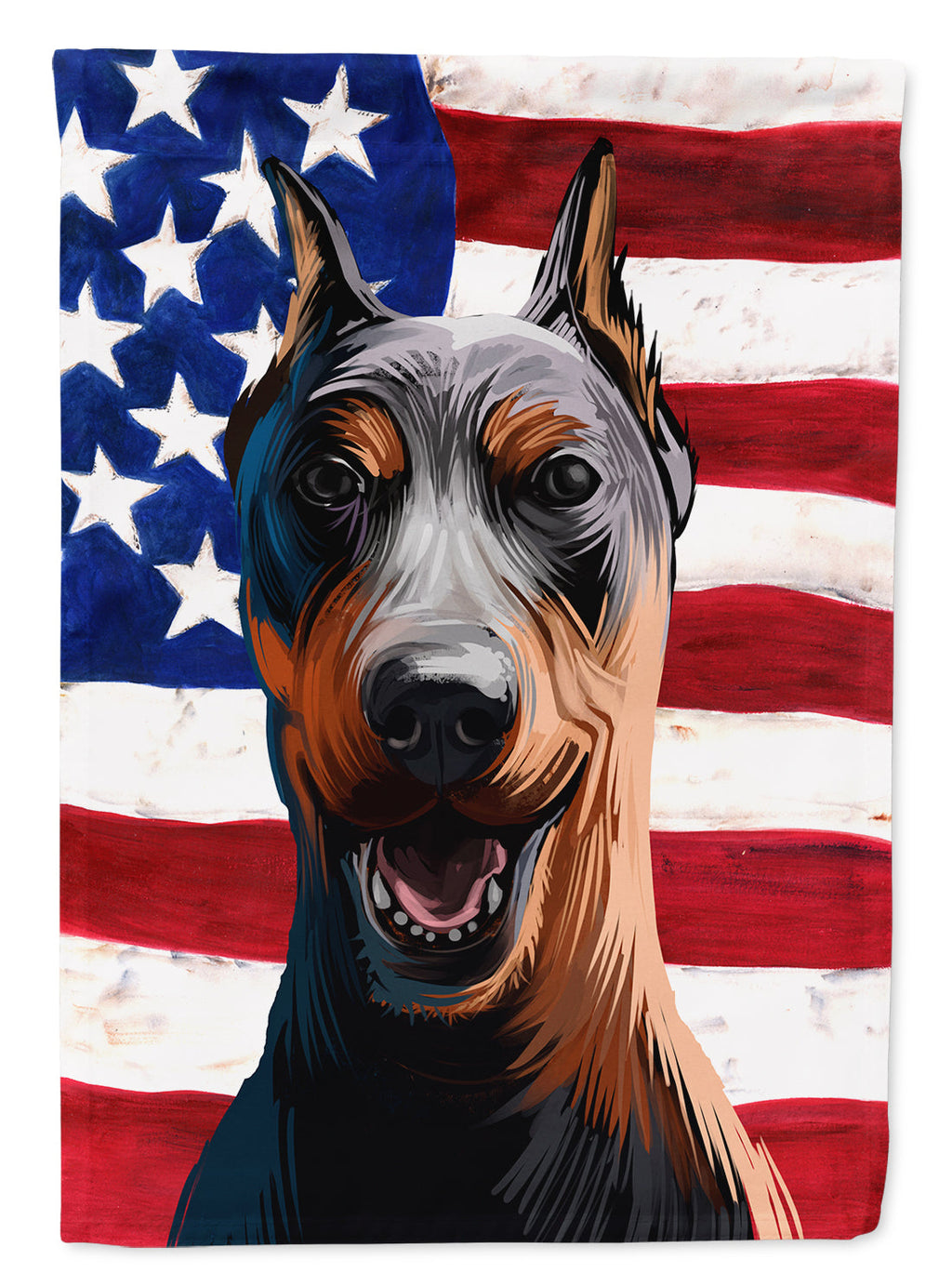 German Pinscher Dog American Flag House Flag 28x40 Porch Sleeve Pole Decorative Outside Yard Banner Artwork Wall Hanging, Polyester