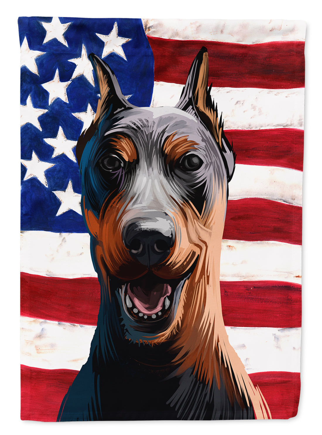 German Pinscher Dog American Flag House Flag 28x40 Porch Sleeve Pole Decorative Outside Yard Banner Artwork Wall Hanging, Polyester